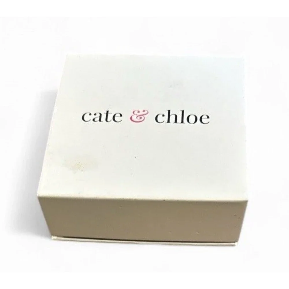 NEW Cate & Chloe Bianca Earrings White Gold Plated Hoops Swarovski Crystals